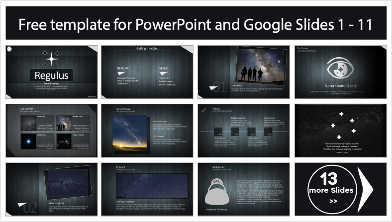 Descargar gratis plantillas animadas Regulus para PowerPoint y temas Google Slides.