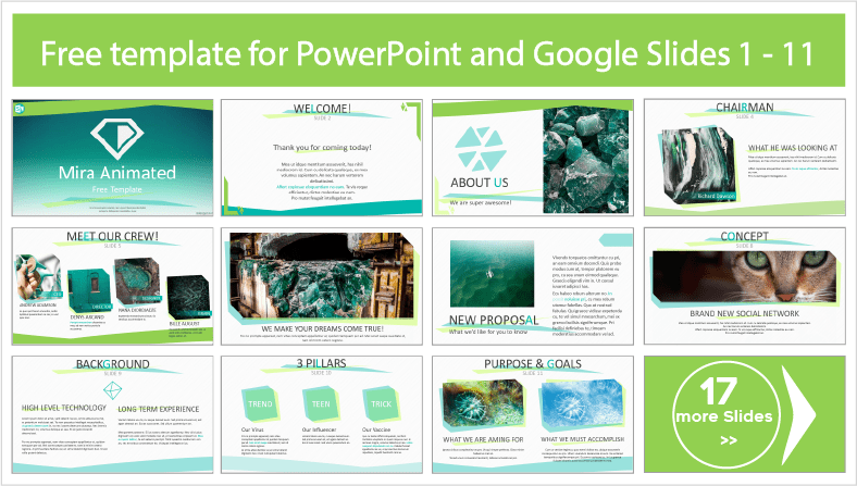 Faça o download gratuito dos modelos animados Mira PowerPoint e dos temas Google Slides.