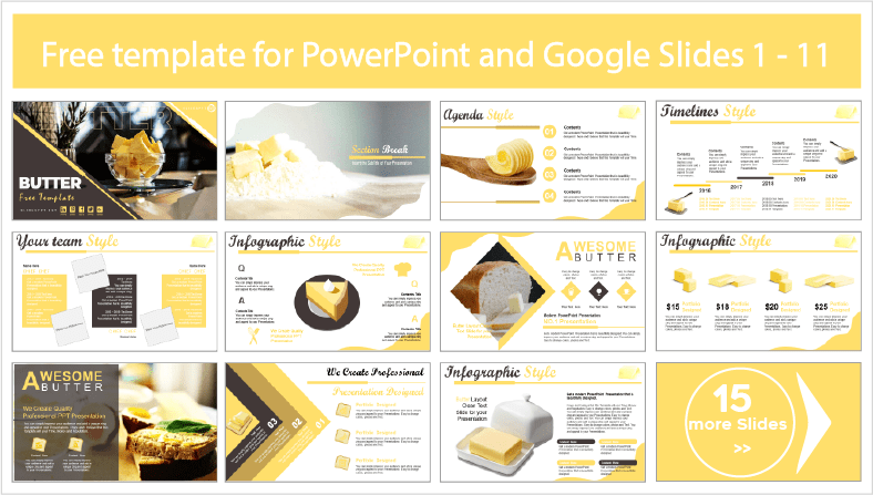 Baixe gratuitamente os modelos de manteiga para os temas PowerPoint e Google Slides.