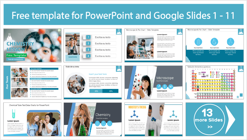 Baixe gratuitamente os modelos de aulas de química para os temas PowerPoint e Google Slides.