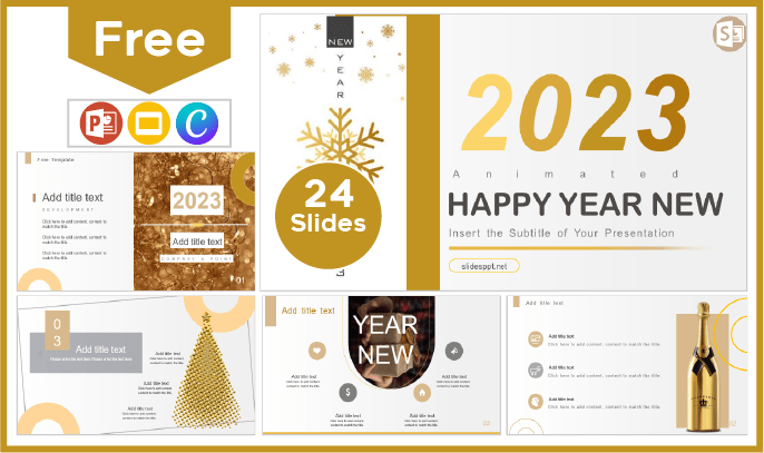 Modelo Animado Grátis de Feliz Ano Novo 2023 para PowerPoint e Google Slides.