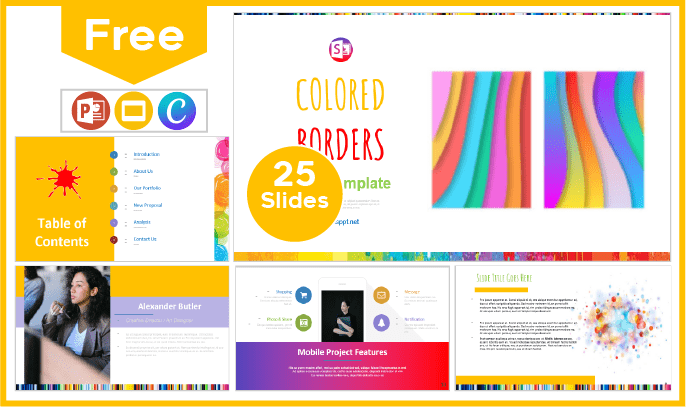 Modèle gratuit de bordures colorées pour PowerPoint et Google Slides.