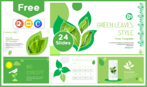 Free Green leaves style template for PowerPoint and Google Slides.