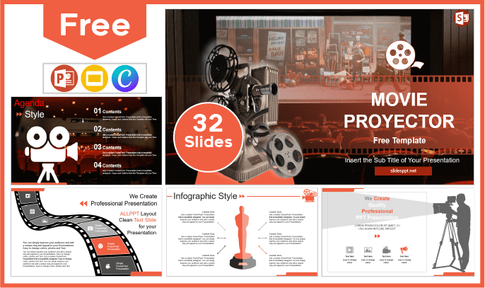 Plantilla de Proyector de Películas gratis para PowerPoint y Google Slides.