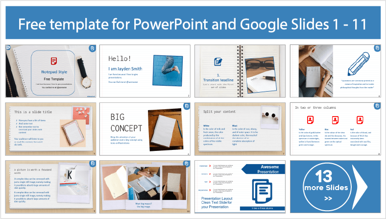 Téléchargez des modèles de bloc-notes gratuits pour les thèmes PowerPoint et Google Slides.