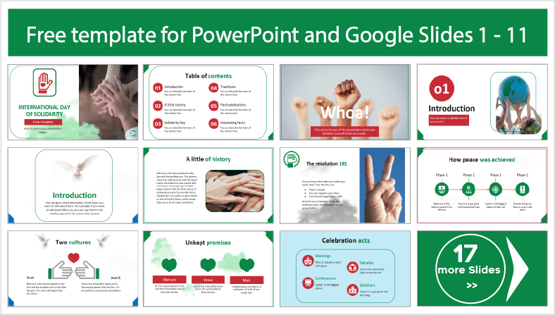 Faça o download gratuito dos modelos do Dia Internacional da Solidariedade para os temas PowerPoint e Google Slides.