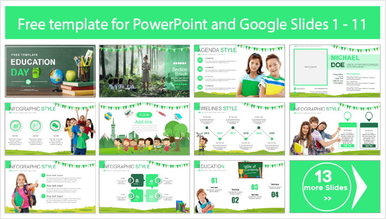 Descargar gratis plantillas del Día de la Educación para PowerPoint y temas Google Slides.