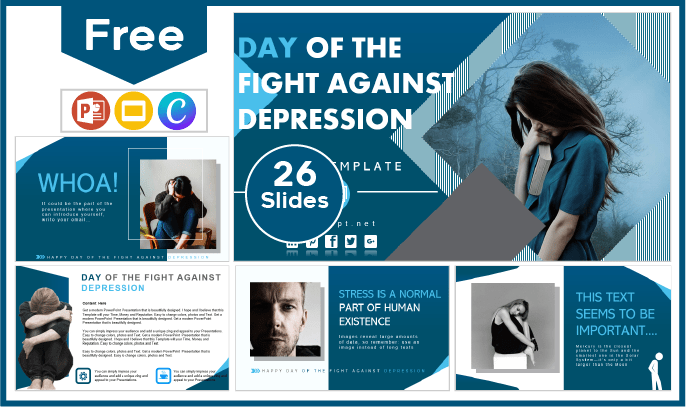 Modèle gratuit de lutte contre la dépression pour PowerPoint et Google Slides.