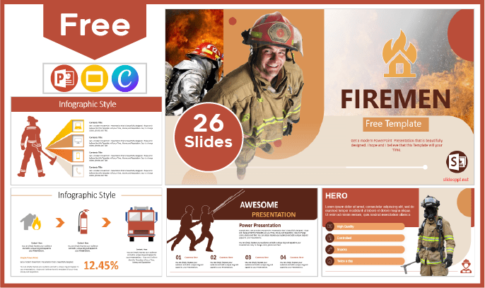 Modelo gratuito de bombeiros para PowerPoint e Google Slides.