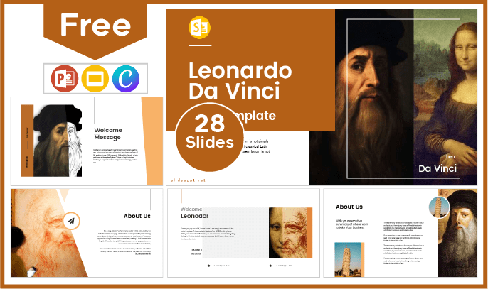 Modèle gratuit de Léonard de Vinci pour PowerPoint et Google Slides.