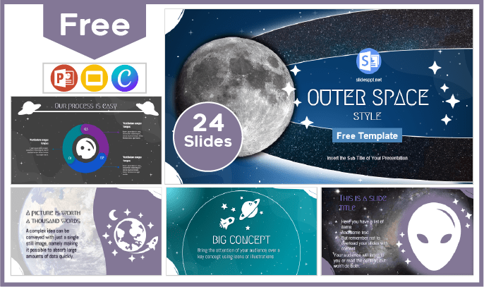 Free Outer Space style template for PowerPoint and Google Slides.