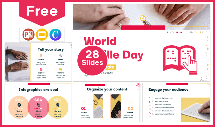 Plantilla del Día Mundial del Braille gratis para PowerPoint y Google Slides.