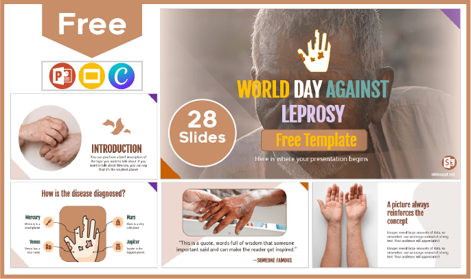 Modelo gratuito do Dia Mundial da Hanseníase para PowerPoint e Google Slides.