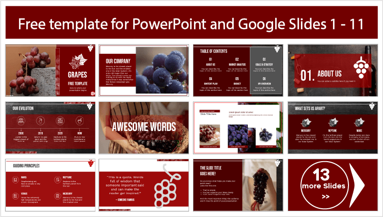 Descargar gratis plantillas de Uvas para PowerPoint y temas Google Slides.