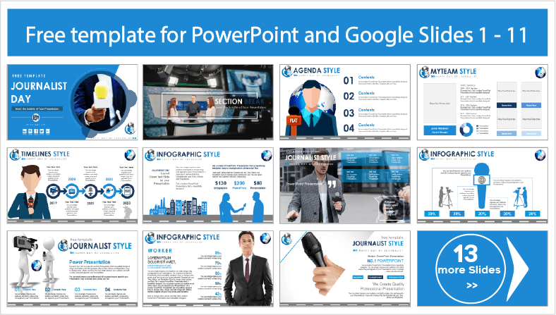 Journalist's Day templates for free download in PowerPoint and Google Slides themes.