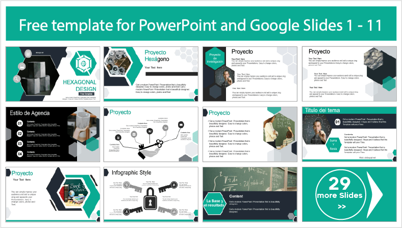 Free downloadable Hexagonal style PowerPoint templates and Google Slides themes.