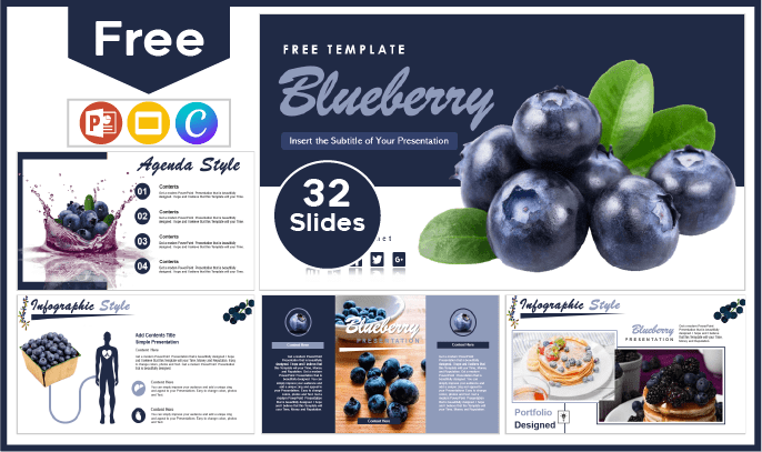 Free Blueberries Template for PowerPoint and Google Slides.