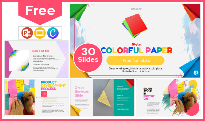 Free Colorful Paper style template for PowerPoint and Google Slides.
