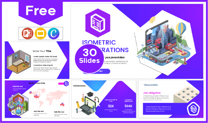 Free Isometric Illustrations Template for PowerPoint and Google Slides.