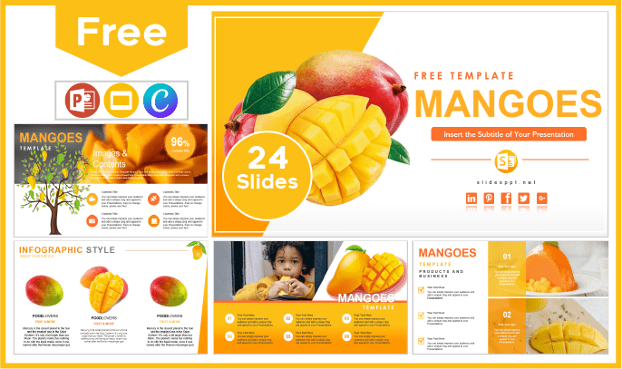 Modelo gratuito de fruta de manga para PowerPoint e Google Slides.
