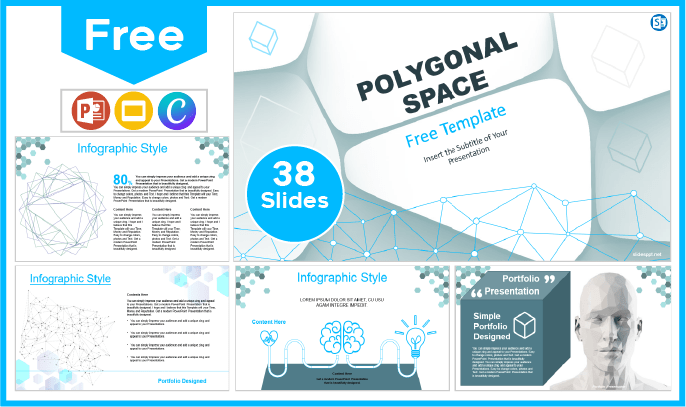Modelo de espaço poligonal livre para PowerPoint e Google Slides.