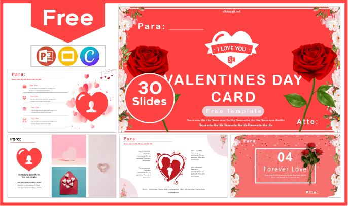 Modèle gratuit de carte de Saint-Valentin pour PowerPoint et Google Slides.