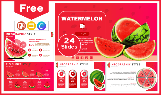 Free Watermelons Template for PowerPoint and Google Slides.