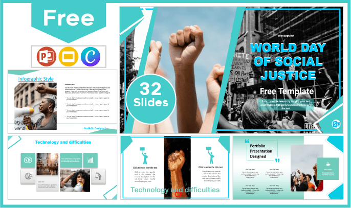 Modelo gratuito do Dia Mundial da Justiça Social para PowerPoint e Google Slides.