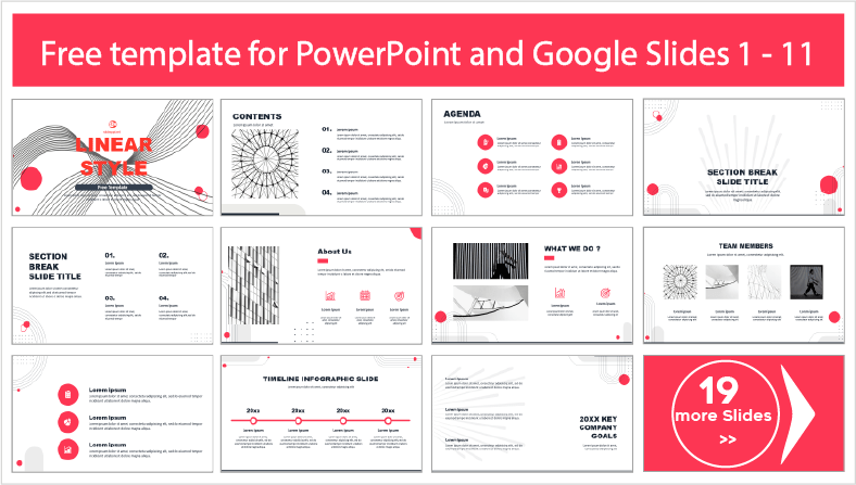 Linear style templates for free download in PowerPoint and Google Slides themes.