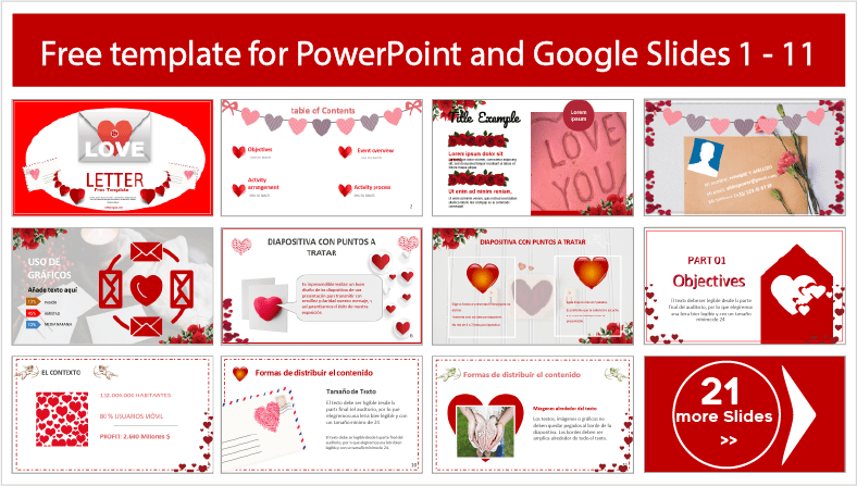 Baixe gratuitamente os modelos de cartas de amor para os temas PowerPoint e Google Slides.