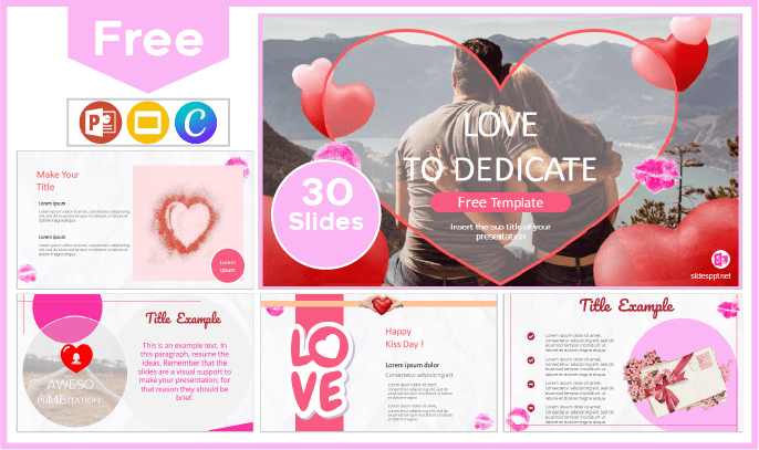 Modèle gratuit d'amour à dédier pour PowerPoint et Google Slides.