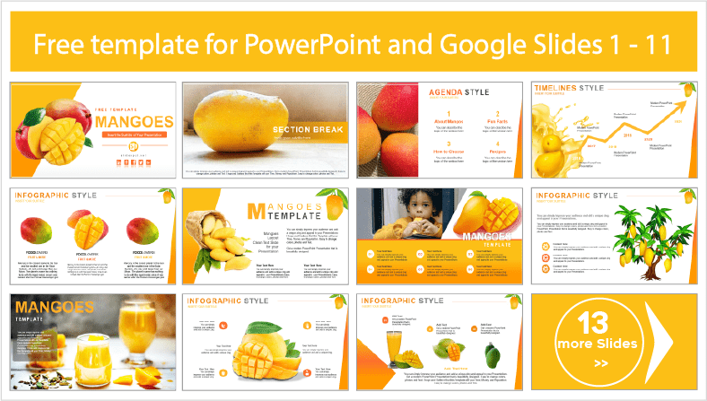 Faça o download gratuito dos modelos de frutas de manga para os temas PowerPoint e Google Slides.