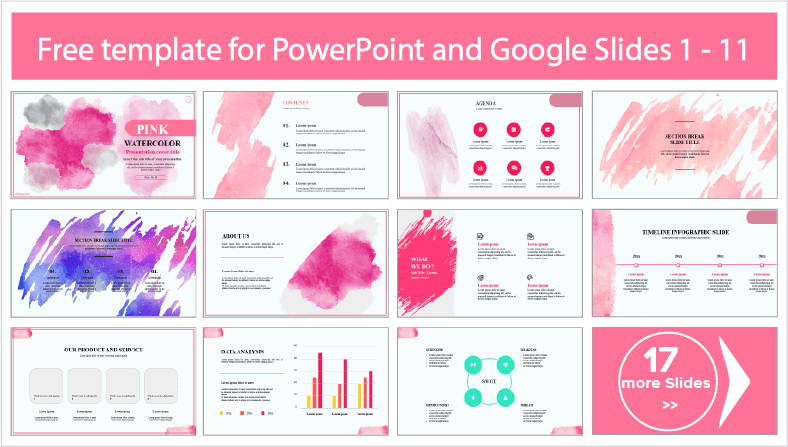 Descargar gratis plantillas Watercolor Rosado para PowerPoint y temas Google Slides.
