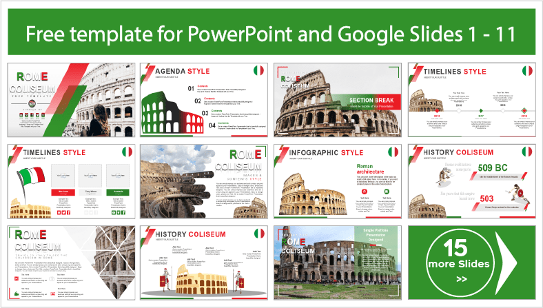 Rome Colosseum Templates for free download in PowerPoint and Google Slides themes.