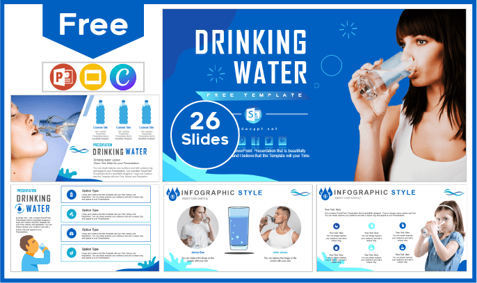 Modelo de beber de água gratuito para PowerPoint e Google Slides.