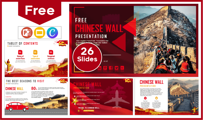 Plantilla de la Gran Muralla China gratis para PowerPoint y Google Slides.