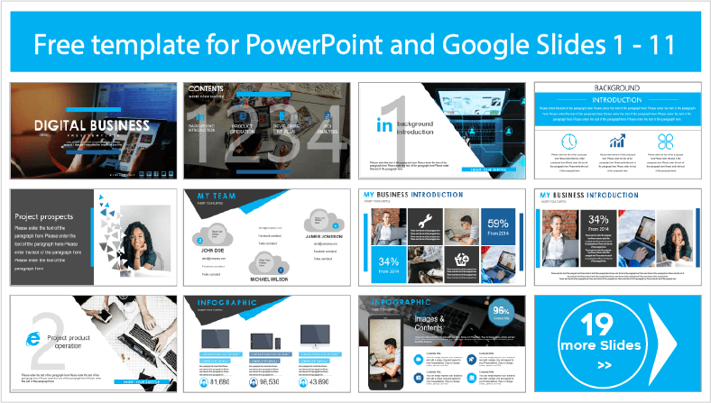 Digital Business Templates for free download in PowerPoint and Google Slides themes.
