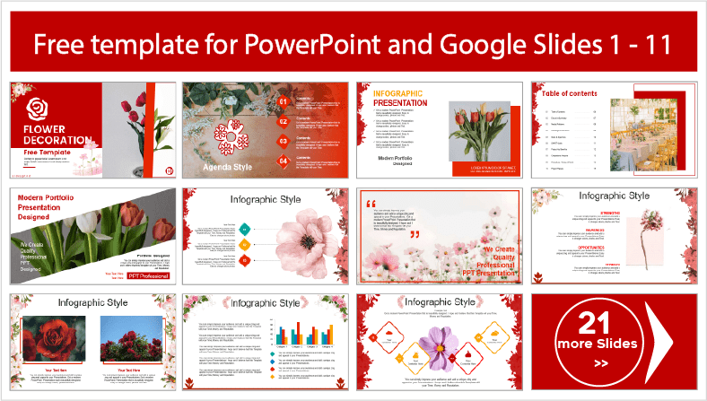 Baixe gratuitamente os modelos de decoração de flores para os temas PowerPoint e Google Slides.
