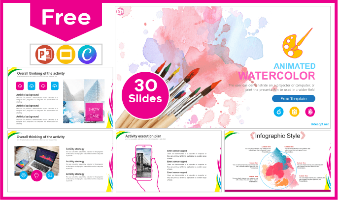 Free animated Watercolor template for PowerPoint and Google Slides.