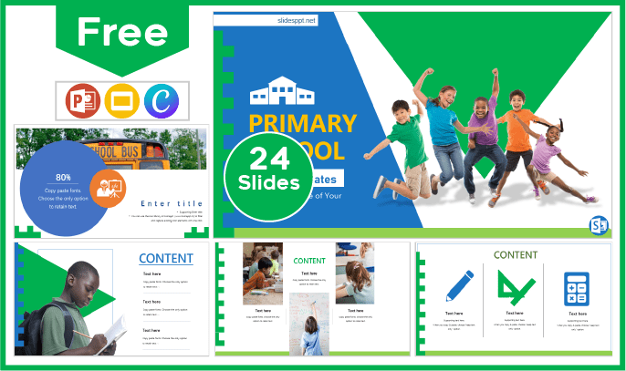 Modèle gratuit d'école primaire pour PowerPoint et Google Slides.