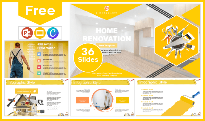 Modèle gratuit de rénovation de maison pour PowerPoint et Google Slides.
