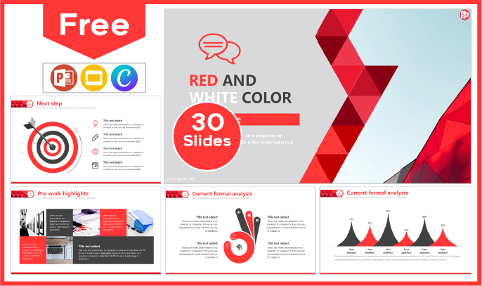 Modelo gratuito de cor vermelho e branco para PowerPoint e Google Slides.