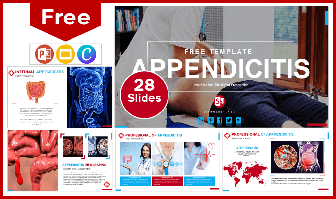 Modèle gratuit de Symptômes et causes de l'appendicite pour PowerPoint et Google Slides.