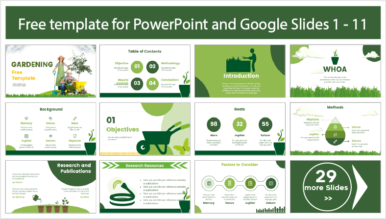 Téléchargez gratuitement des modèles PowerPoint et des thèmes Google Slides sur le thème du jardinage.