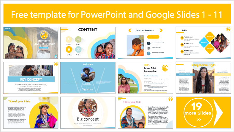 Descargar gratis plantillas del Día de la Lengua Materna para PowerPoint y temas Google Slides.
