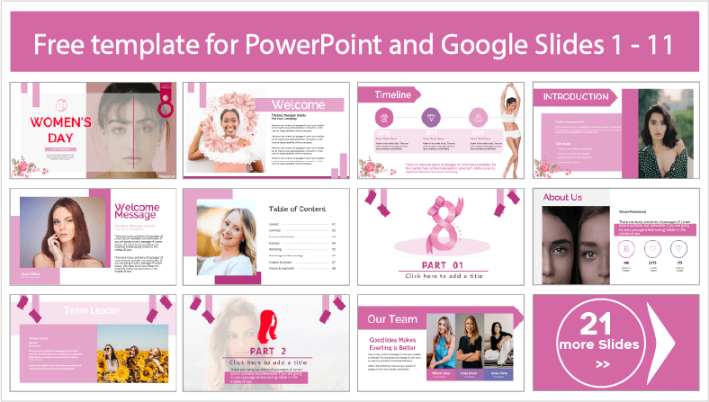 Descargar gratis plantillas del Día de la Mujer para PowerPoint y temas Google Slides.