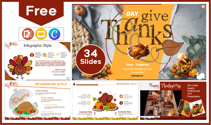 Modèle gratuit de journée de Thanksgiving pour PowerPoint et Google Slides.