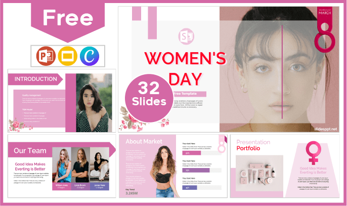 Plantilla del Día de la Mujer gratis para PowerPoint y Google Slides.