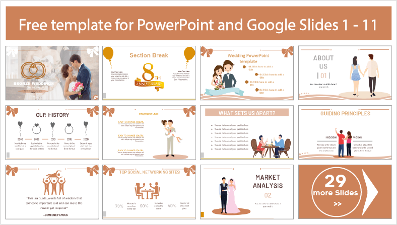 Téléchargez gratuitement les modèles de noces de bronze pour PowerPoint et Google Slides.