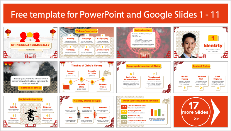 Baixe modelos gratuitos de PowerPoint para o Dia da Língua Chinesa e temas para Google Slides.
